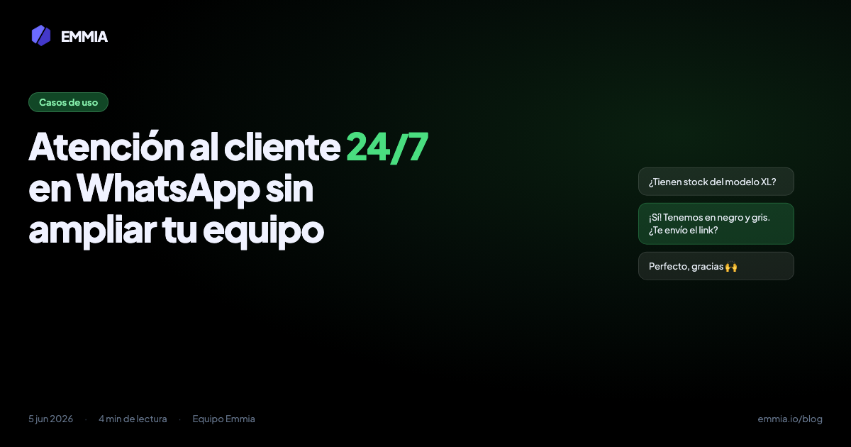 Atención al cliente 24/7 en WhatsApp sin ampliar tu equipo