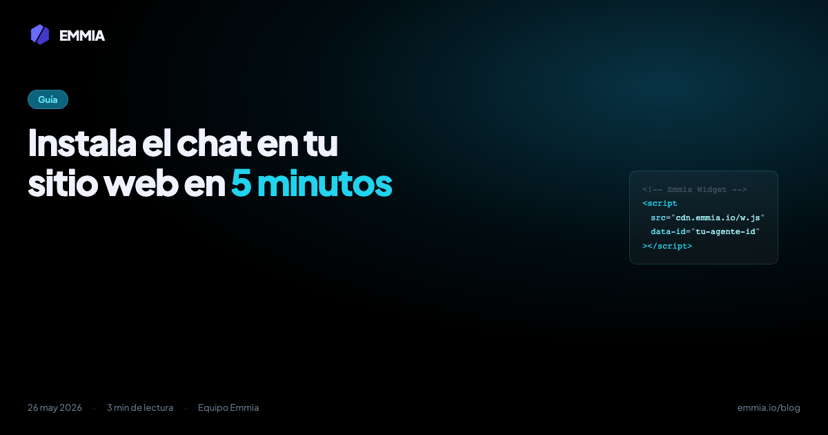 Instala el chat de EMMIA en tu sitio web en 5 minutos